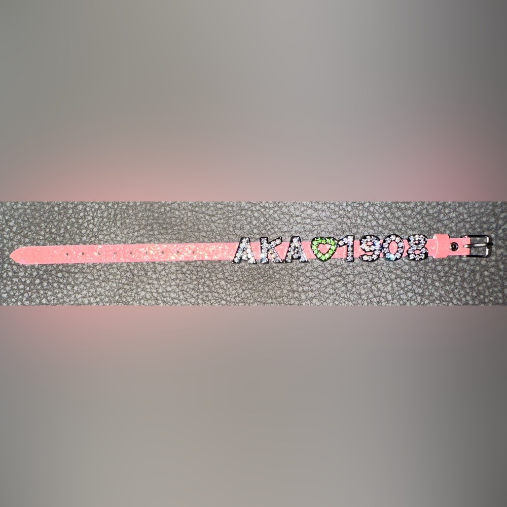 Elegant Pink Alpha Kappa Alpha Sorority Bracelet with Heart Accents